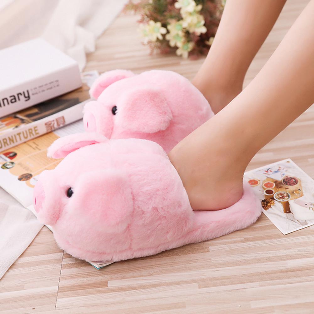 Winter Women Warm Indoor  Pink Pig Slippers