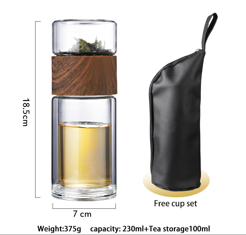Double Wall Glass Water Bottle Tea Water Separation Glass Bottles.