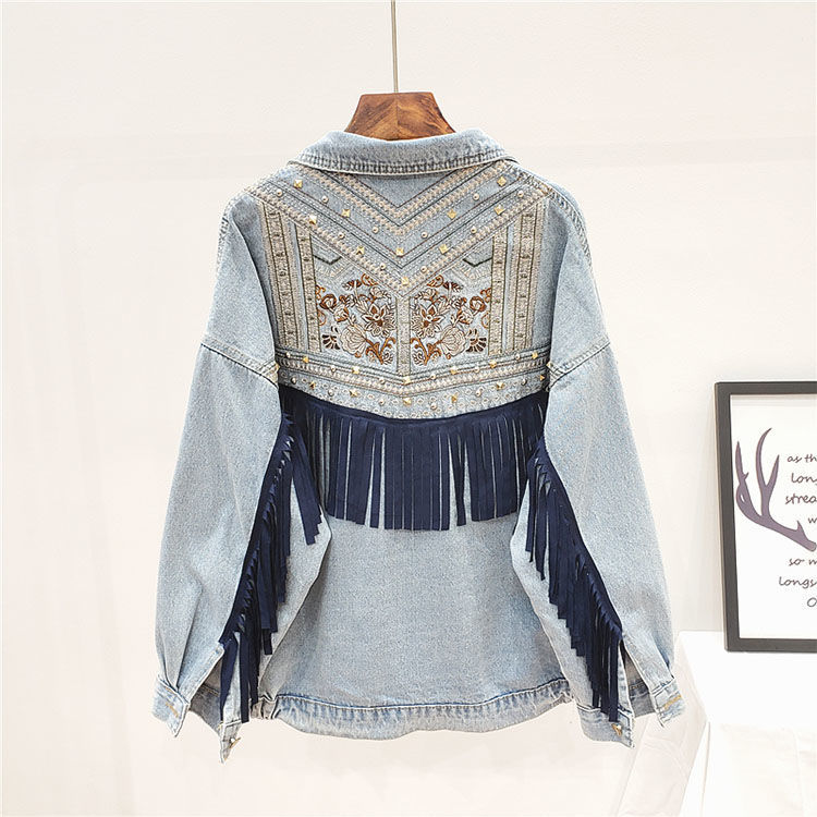 Tassel Embroidered Denim Jacket