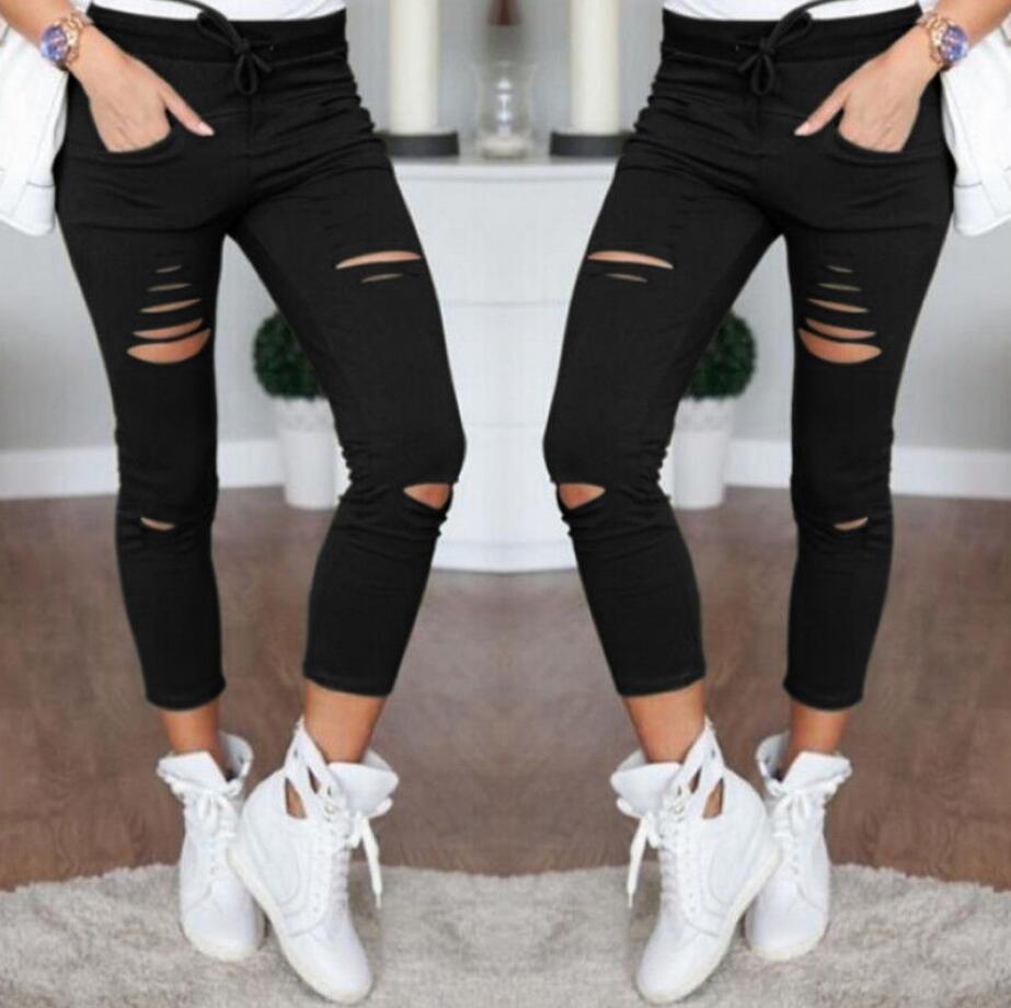 Denim Stretch Ripped Jeans.