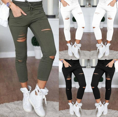 Image of Denim Stretch Ripped Jeans.