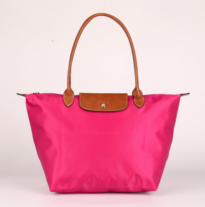 Folding waterproof nylon handbag.