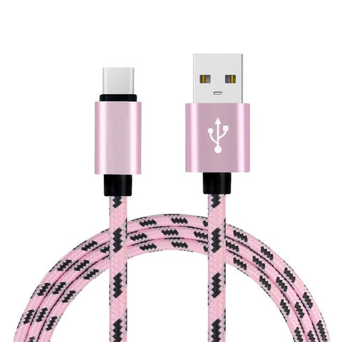 Image of 2m Grid Braided Cotton Fast USB Type C USB Data Charger Charging Cable for Xiaomi 6.