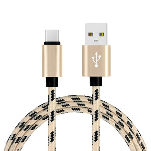 2m Grid Braided Cotton Fast USB Type C USB Data Charger Charging Cable for Xiaomi 6.