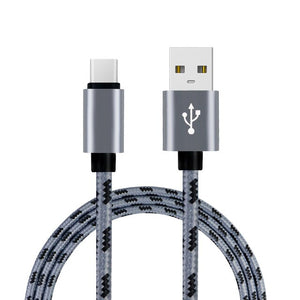 2m Grid Braided Cotton Fast USB Type C USB Data Charger Charging Cable for Xiaomi 6.