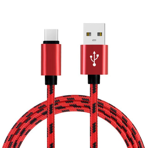Image of 2m Grid Braided Cotton Fast USB Type C USB Data Charger Charging Cable for Xiaomi 6.