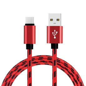 2m Grid Braided Cotton Fast USB Type C USB Data Charger Charging Cable for Xiaomi 6.
