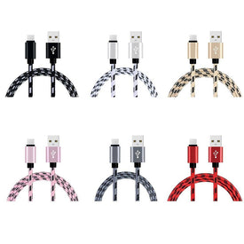 2m Grid Braided Cotton Fast USB Type C USB Data Charger Charging Cable for Xiaomi 6