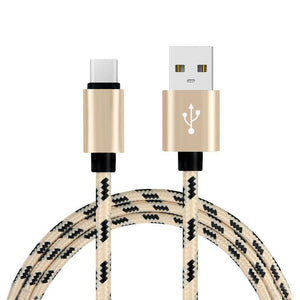 2m Grid Braided Cotton Fast USB Type C USB Data Charger Charging Cable for Xiaomi 6.