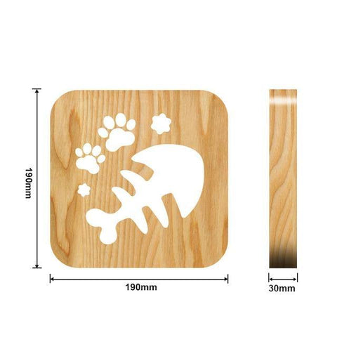 Image of Wooden Animal Luminaria 3D Lamp USB Powered Desk Lights.