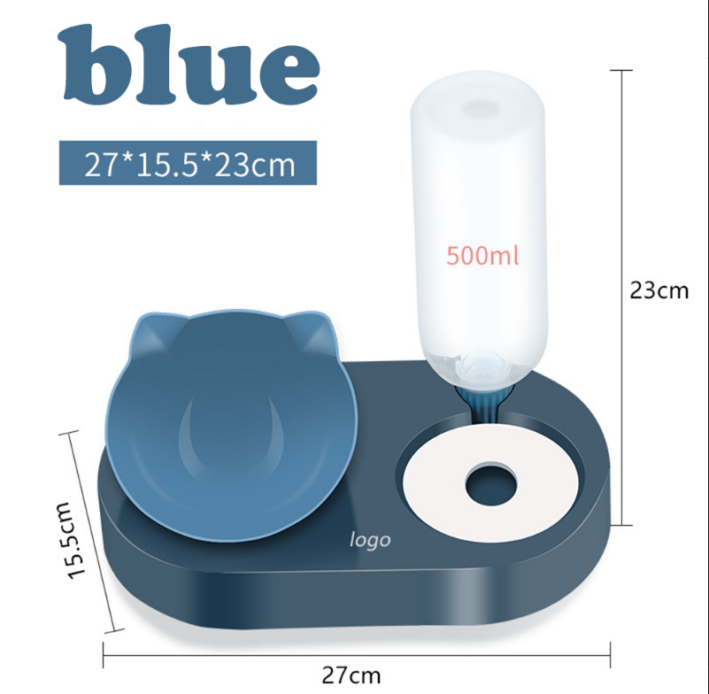 2-in-1 Bowl Automatic Water Storage Food Container with Waterer Pet Feeder.