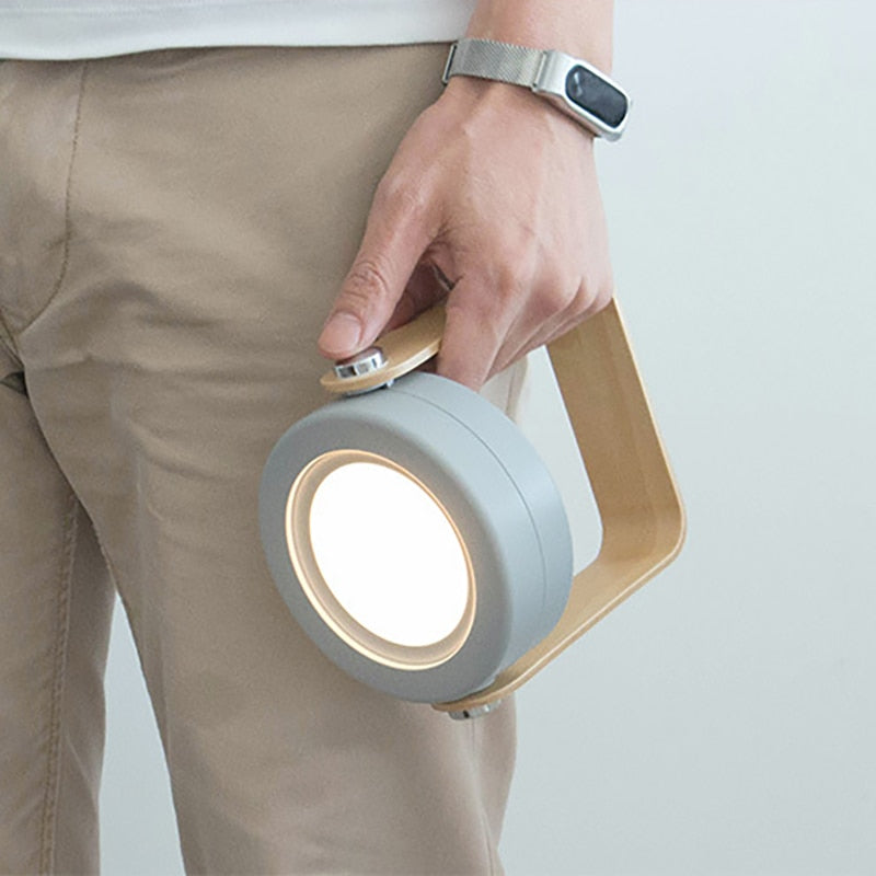 Creative wooden handle portable lantern lamp