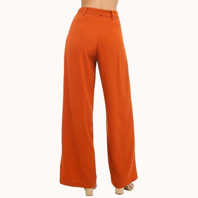 Orange Wide Leg Chiffon Pants.