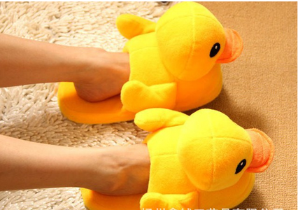 Yellow Duck Shoes Women's Soft Short Furry Plush Slipper