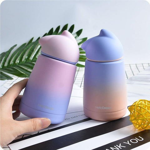 Image of Stainless Steel Water Bottle Coffee Milk Cute Water Bottle Girl Drinkware.