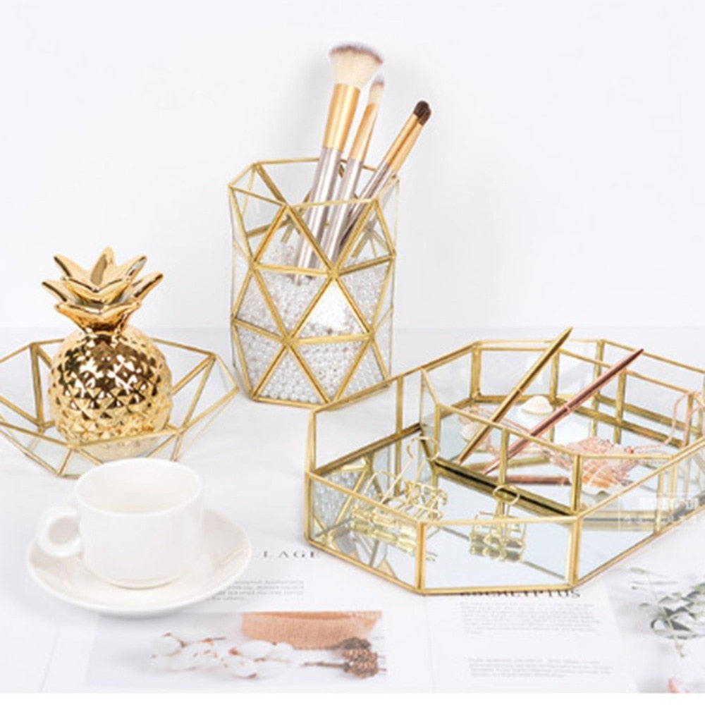 Retro Brass Make up Storage