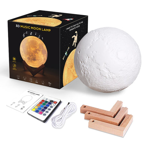 Image of 3D Print Colourful Bluetooth Music Moon Lamp