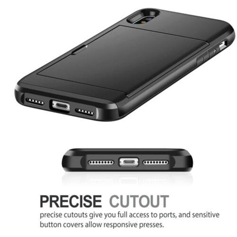 Image of iPhone Case Slide Armor Wallet Card Slots Holder Cover Shockproof Shell.