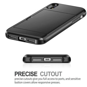 iPhone Case Slide Armor Wallet Card Slots Holder Cover Shockproof Shell.