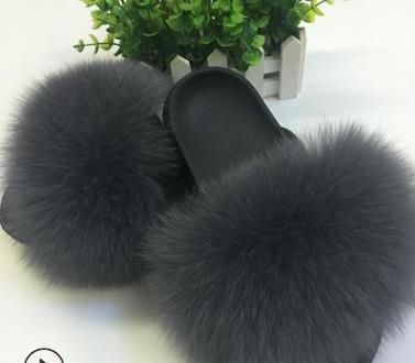 Faux Fur Slippers Women.