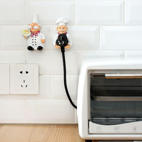 Image of Kitchen Plug Bracket Cartoon Cook Power Socket.