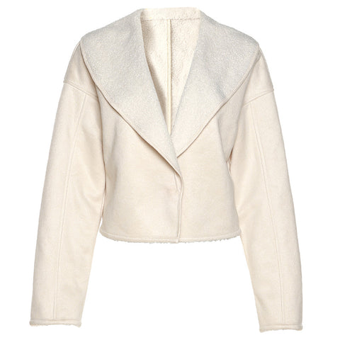 Image of Long Sleeve Lapel Short Cardigan Slim Warm Jacket