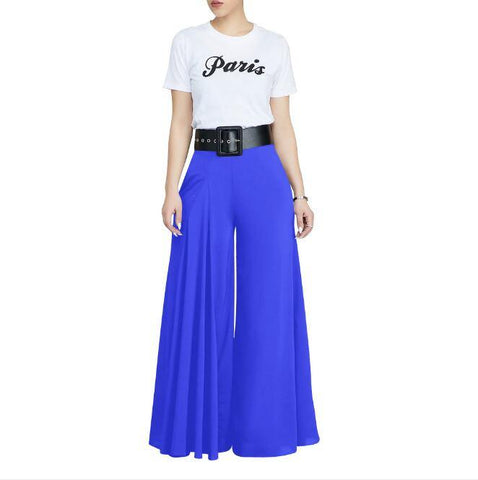 Image of Loose Stretch High Waist Wide Leg Long Pants Palazzo Trouser.