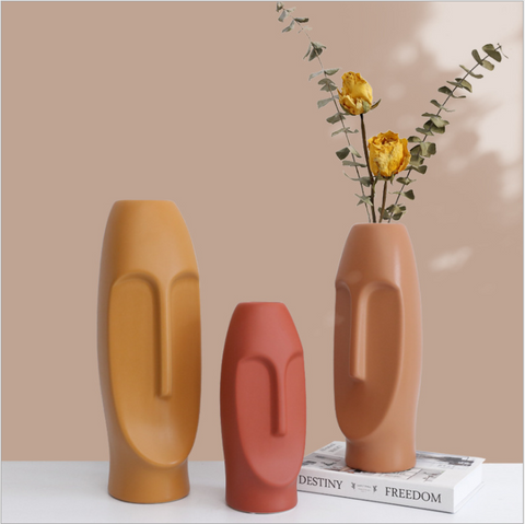 Image of Art Face Ceramic Plants Pot