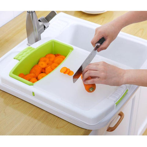 Image of Multifunction Kitchen Chopping Blocks Sinks Drain Basket Cutting Board.