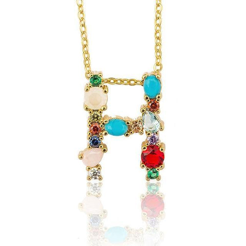 Image of Multicolor charm Gold pendant Necklace.