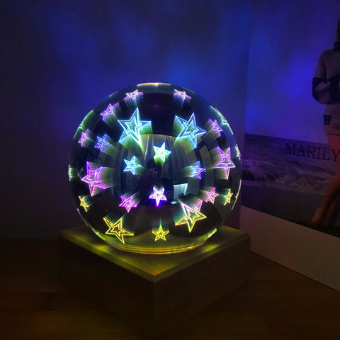 Image of USB power supply 3D colorful crystal night light.