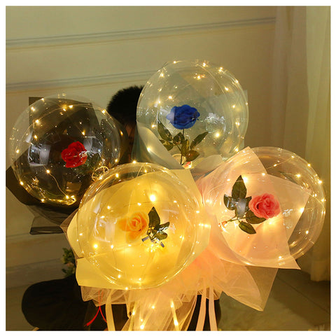 Image of LED Luminous Balloon Rose Bouquet