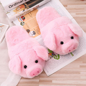 Winter Women Warm Indoor  Pink Pig Slippers