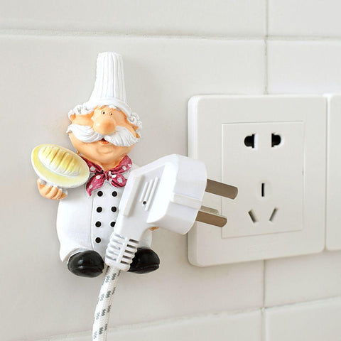 Image of Kitchen Plug Bracket Cartoon Cook Power Socket.