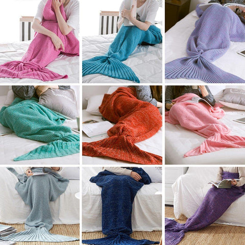 Image of Mermaid Tail Blanket Handmade Knitted.