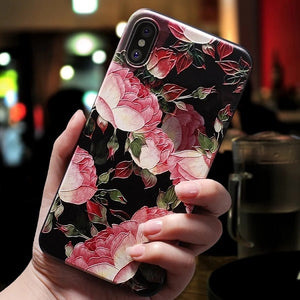 Rose Flowers Black Phone Case For iphone