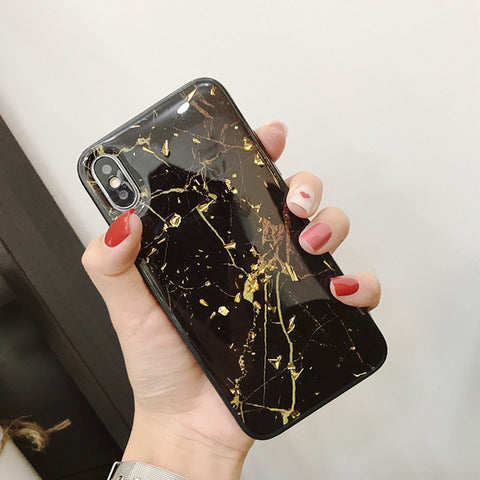 Image of Luxury Gold Foil Bling Marble Phone Case For iPhone.