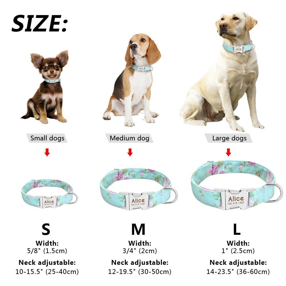 Dog Collar Personalized Nylon Pet Dog Tag Collar Custom Nameplate.