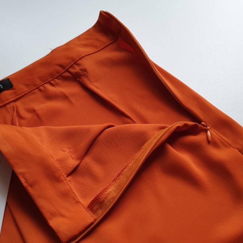 Orange Wide Leg Chiffon Pants.