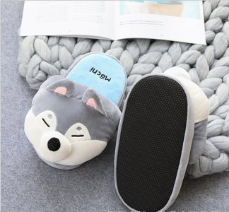 Cute Shiba Inu Shoes Women's Soft Short Furry Plush Slippers