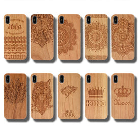 Engraving Real Wood Cell Phone Case for iPhone
