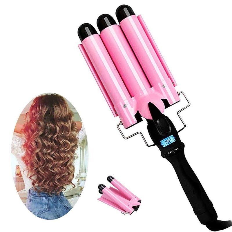 LED Ceramic Triple Barrel Hair Curler Irons Hair.