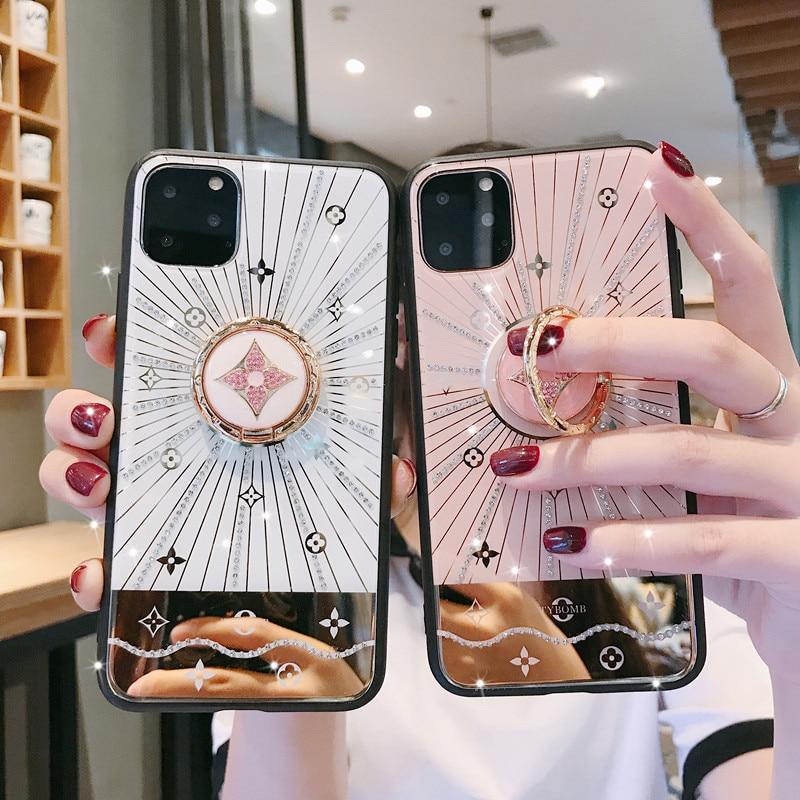 For Apple iphone 11 Case Luxury Diamond With Ring Stand Gold protective back cover case for iphone 11 Pro Max iphone11 11Pro.
