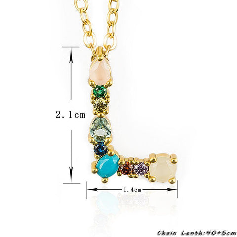 Image of Multicolor charm Gold pendant Necklace.