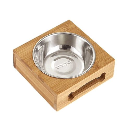 Image of Pets Bamboo Rack Food Water Bowl