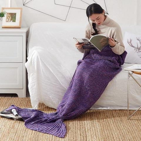 Image of Mermaid Tail Blanket Handmade Knitted.