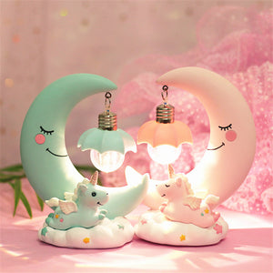 Resin Moon Unicorn LED Night Light