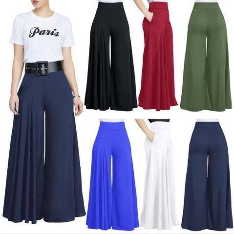 Image of Loose Stretch High Waist Wide Leg Long Pants Palazzo Trouser.