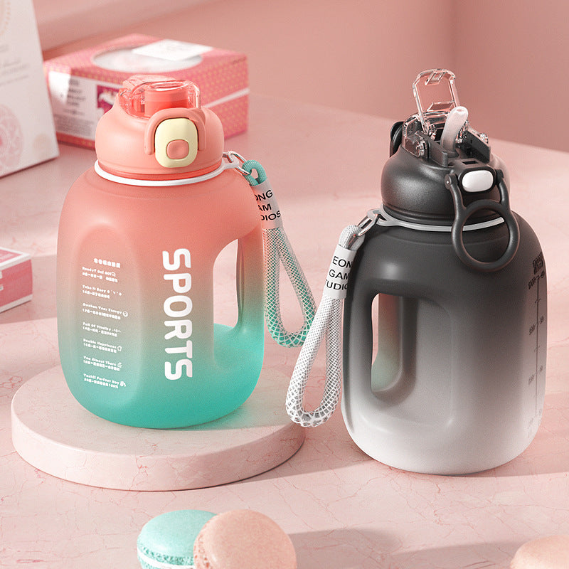 1.7L Super Capacity Gradient Straw Sports Fitness Water Bottle