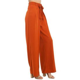 Orange Wide Leg Chiffon Pants.